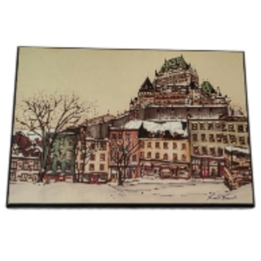 Vintage Artwork Print Quebec Canada Château Frontenac in the Winter Home Decor